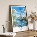 Paris Travel Poster, Travel Print of Paris, France, Paris Art Lovers Gift, Eiffel Tower France Wall Art NQ Media Designs