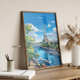 Paris Travel Print, Travel Poster of Paris, France, Paris Art Lovers Gift, Eiffel Tower France Wall Art NQ Media Designs