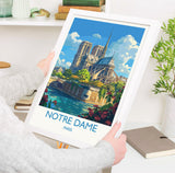 Notre Dame Paris Travel Poster, Travel Print of Notre Dame Paris, France, Paris Art Lovers Gift, Notre Dame France Wall Art NQ Media Designs