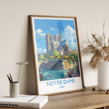 Notre Dame Paris Travel Poster, Travel Print of Notre Dame Paris, France, Paris Art Lovers Gift, Notre Dame France Wall Art NQ Media Designs