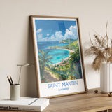 Saint Martin Travel Print, Travel Poster of Saint Martin, Caribbean, Saint Martin Art Lovers Gift, Caribbean Gift, Wall Art Print NQ Media Designs