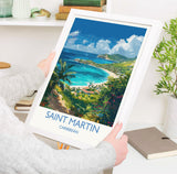 Saint Martin Travel Print, Travel Poster of Saint Martin, Caribbean, Saint Martin Art Lovers Gift, Caribbean Gift, Wall Art Print NQ Media Designs