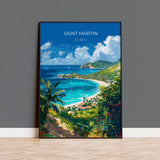 Saint Martin Travel Poster, Travel Print of Saint Martin, Caribbean, Saint Martin Art Lovers Gift, Caribbean Gift, Wall Art Print NQ Media Designs