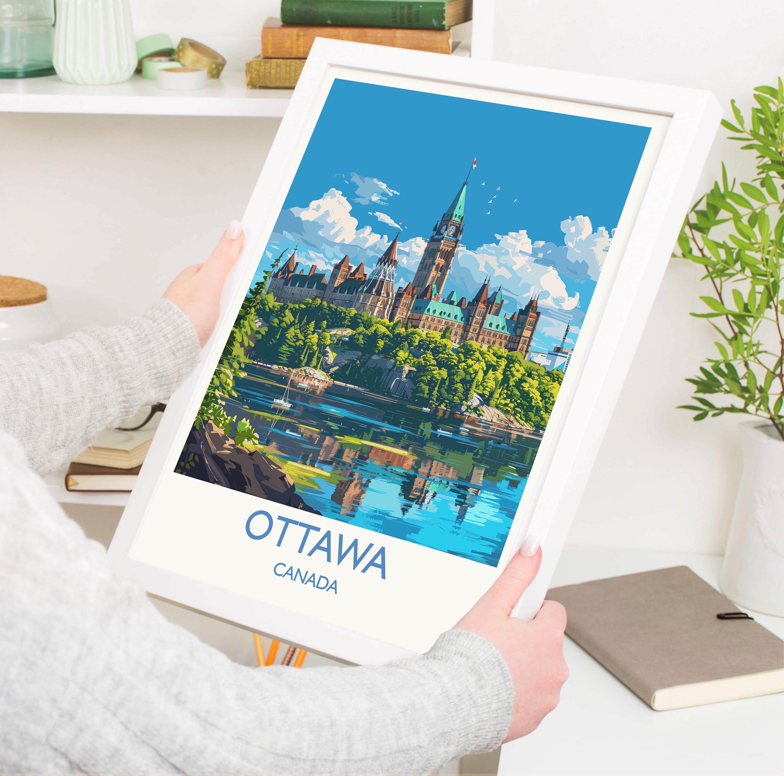 Ottawa Travel Print, Travel Poster of Ottawa , Canada Ontario Gift, Ottawa Art Lovers Gift, Canada Gift Art, Wall Art Print NQ Media Designs