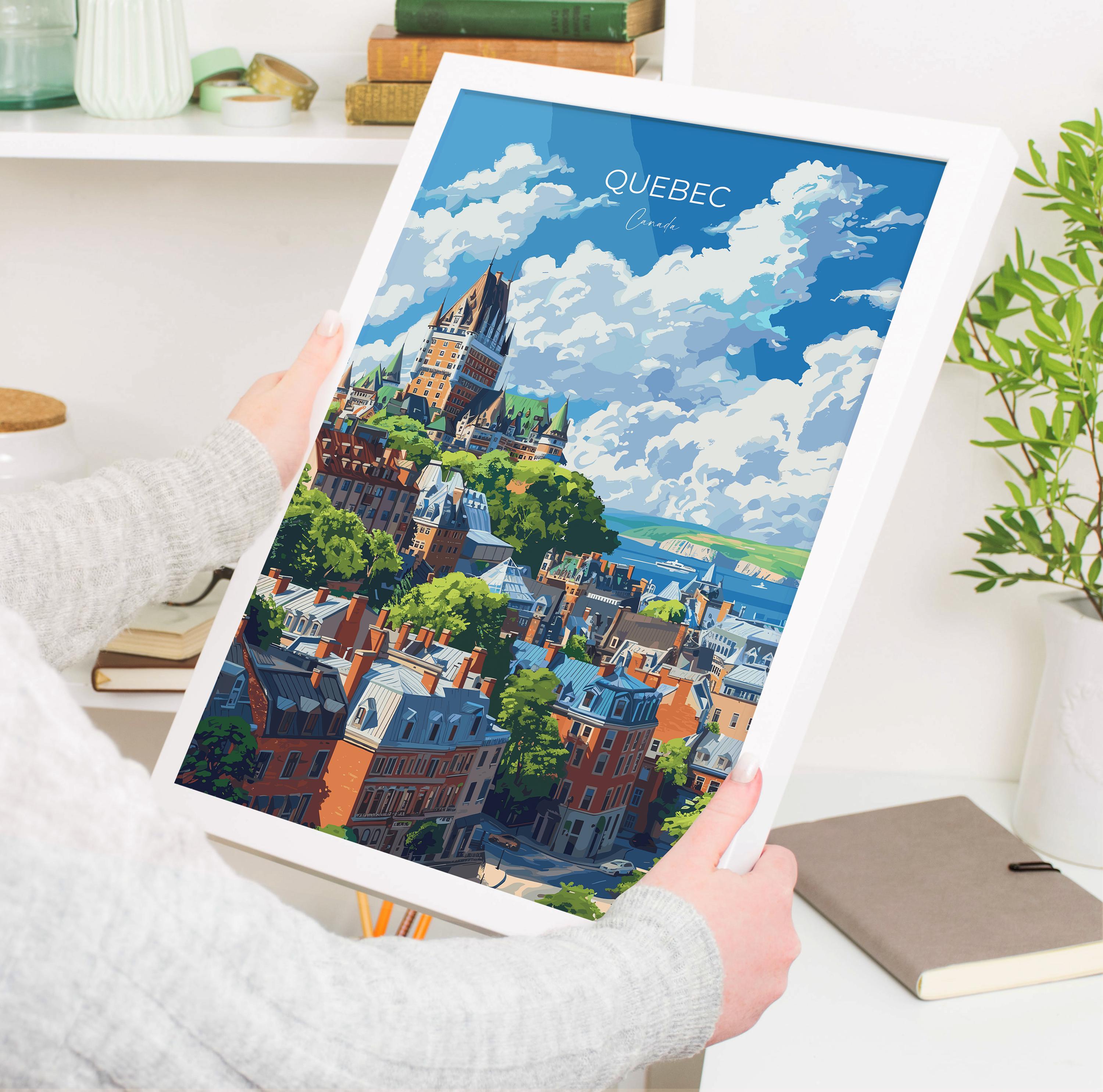 Quebec Travel Poster, Travel Print of Quebec , Canada Quebec City Gift, Quebec Art Lovers Gift, Canada Gift Art, Wall Art Print NQ Media Designs