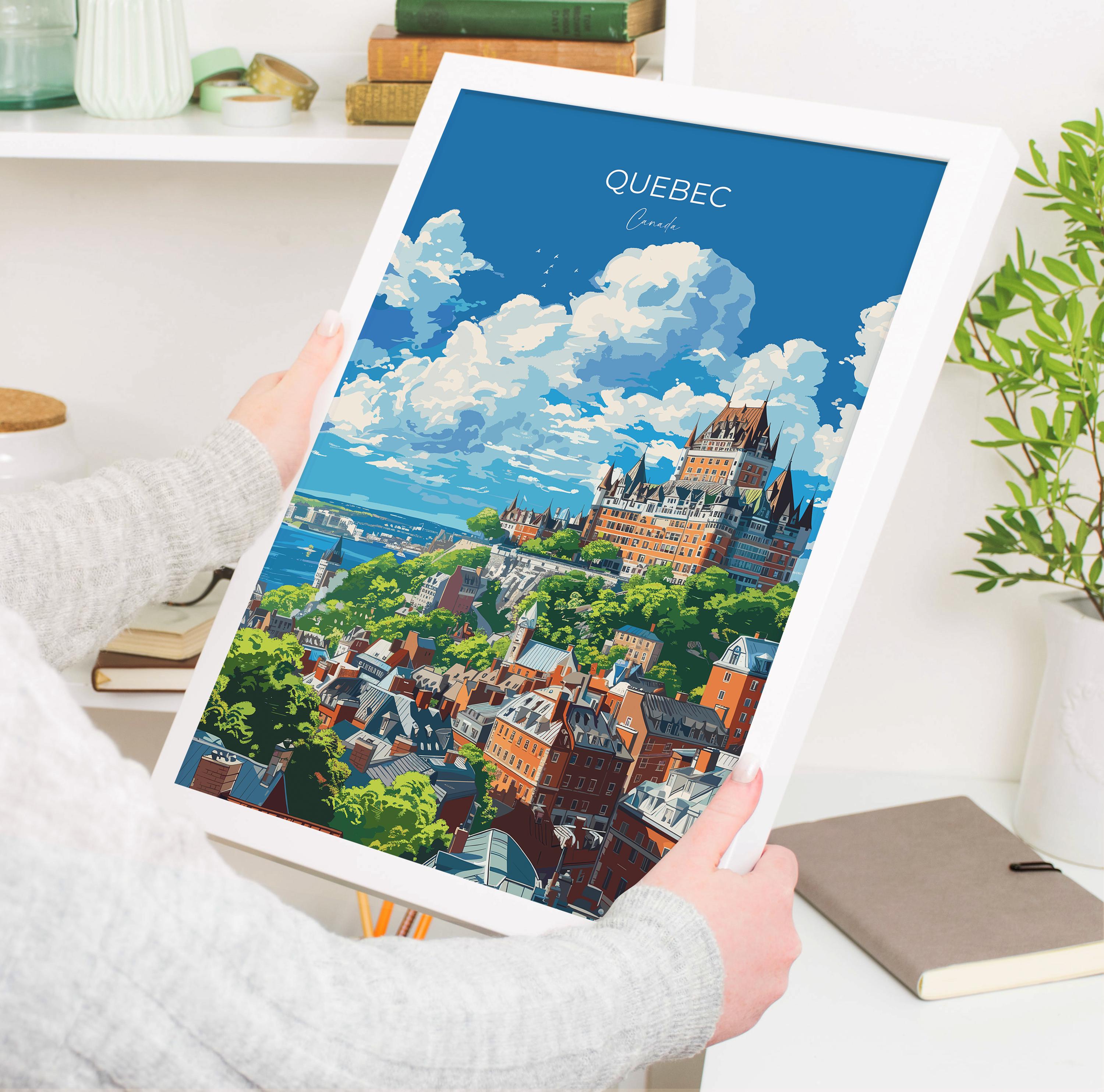Quebec Travel Poster, Travel Print of Quebec , Canada Quebec City Gift, Quebec Art Lovers Gift, Canada Gift Art, Wall Art Print NQ Media Designs