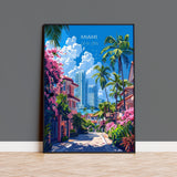 Miami Travel Poster Wall Art, Travel Print of Miami, Miami Art Lovers Gift, USA Art Gift NQ Media Designs