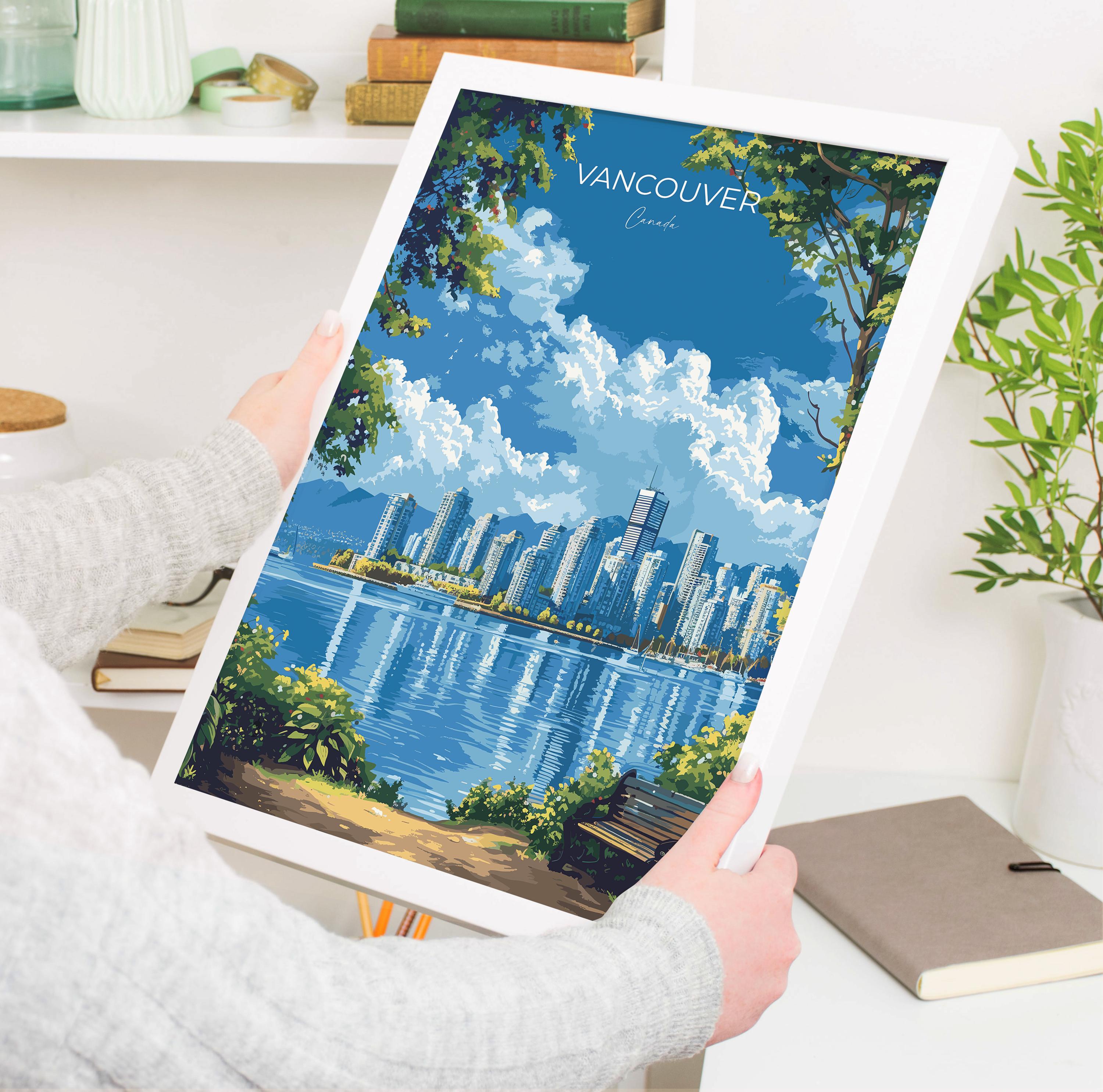 Vancouver Travel Poster, Travel Print of Vancouver, Canada British Columbia Gift, Vancouver Art Lovers Gift, Canada Gift Art, Wall Art Print NQ Media Designs