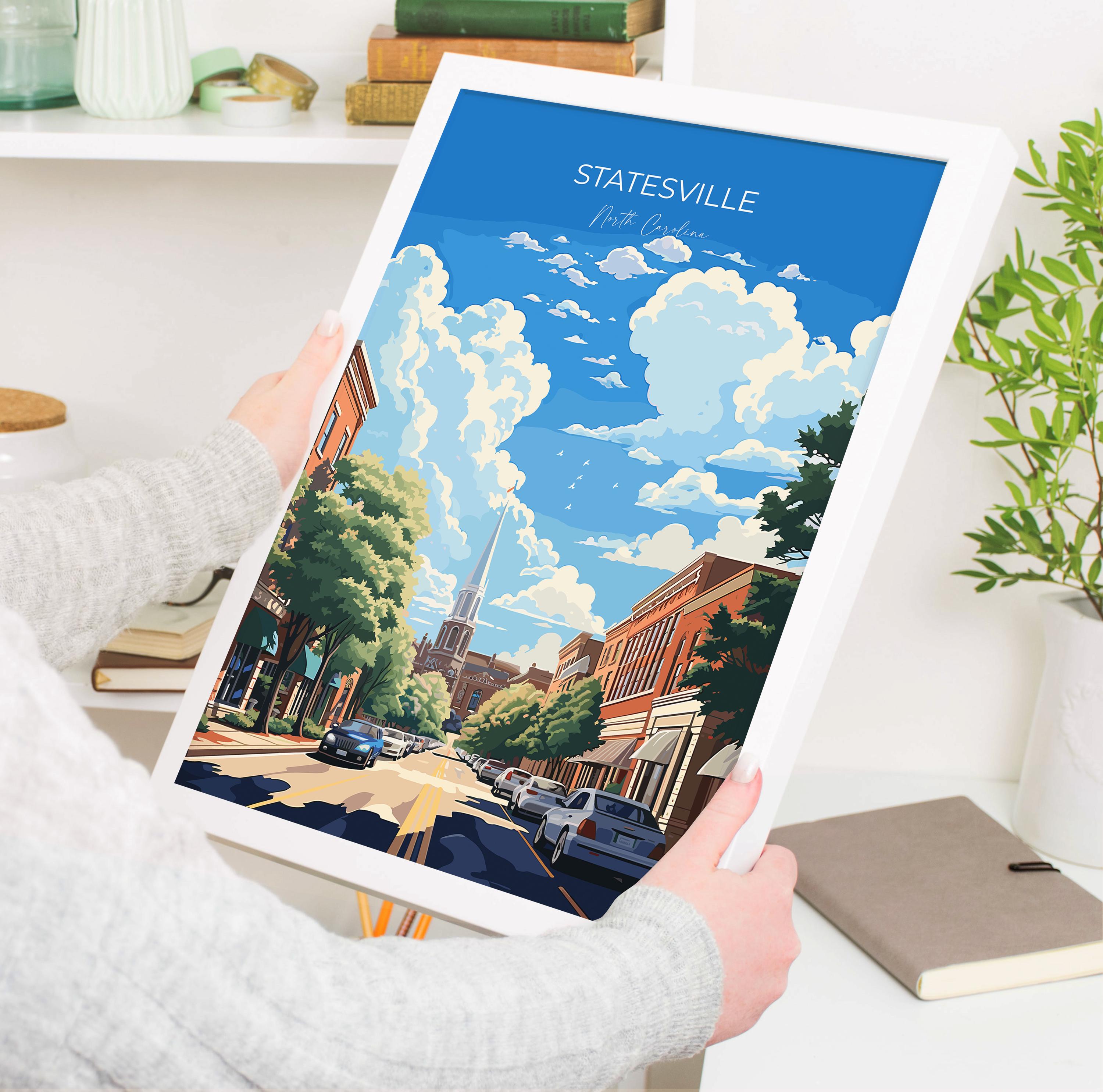 Statesville Travel Poster Wall Art, Travel Print of Statesville, Statesville Art Lovers Gift, North Carolina USA Art Gift NQ Media Designs