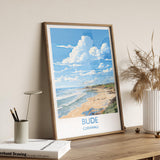 Bude Travel Print, Travel Poster of Bude, England, Cornwall Art, Bude Art Lovers Gift, Wall Art Print NQ Media Designs