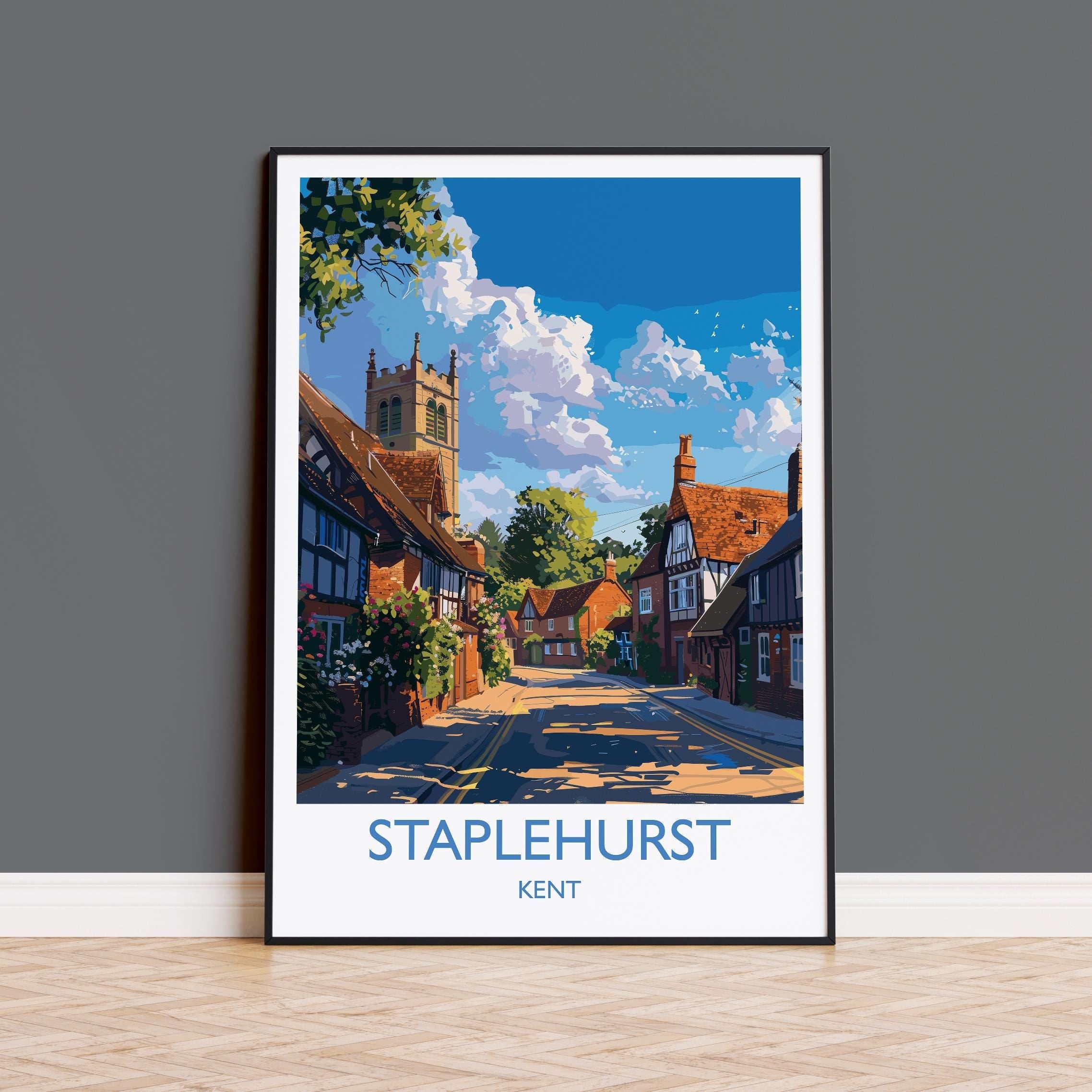Staplehurst Travel Poster, Travel Print of Staplehurst, Kent Countryside Art Gift, England, Staplehurst Art Lovers Gift, Wall Art Print NQ Media Designs