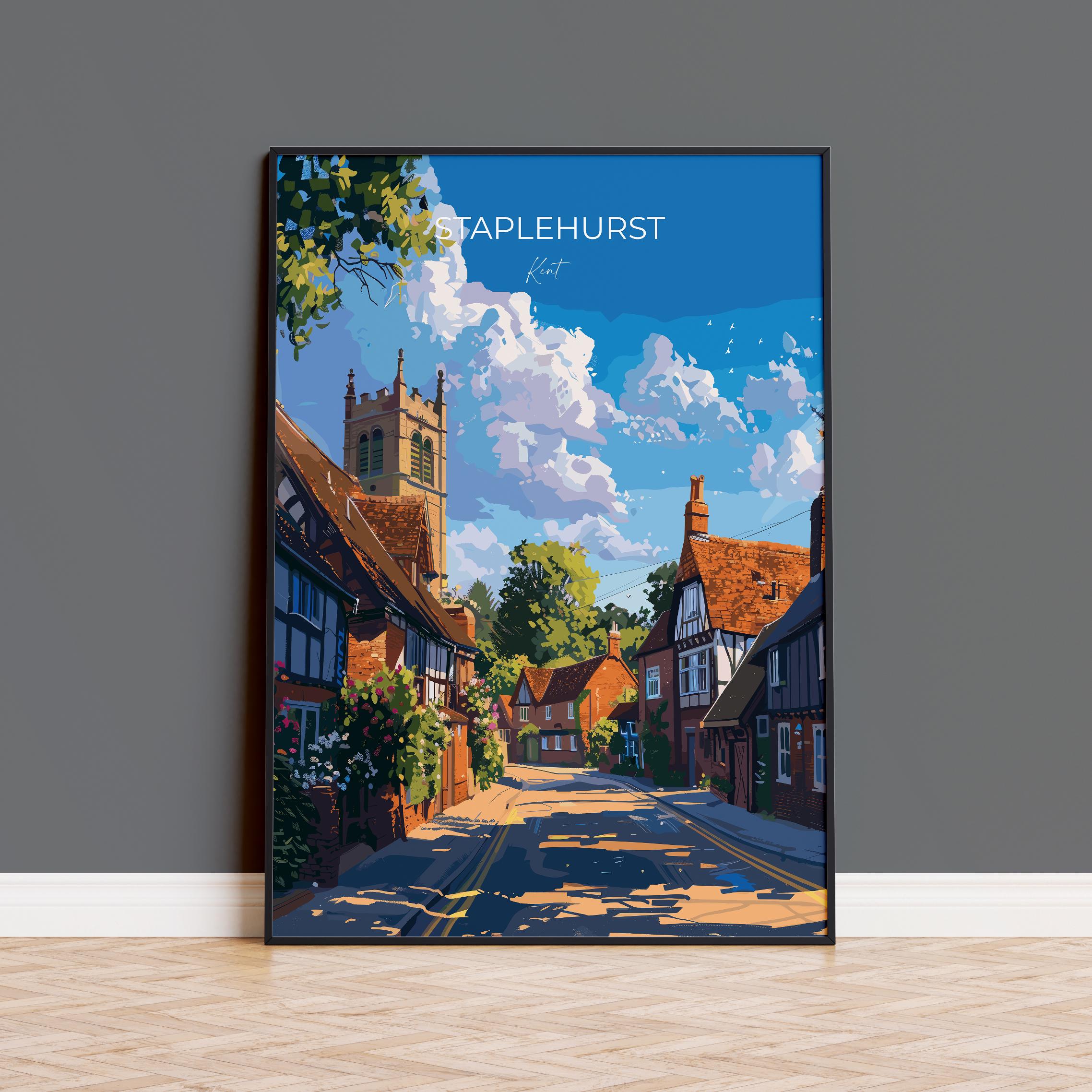 Staplehurst Travel Print, Travel Poster of Staplehurst, Kent Countryside Art Gift, England, Staplehurst Art Lovers Gift, Wall Art Print NQ Media Designs