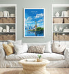 New York Travel Poster Wall Art, Travel Print of New York Manhattan, Statue of Liberty New York Art Lovers Gift, USA Art Gift