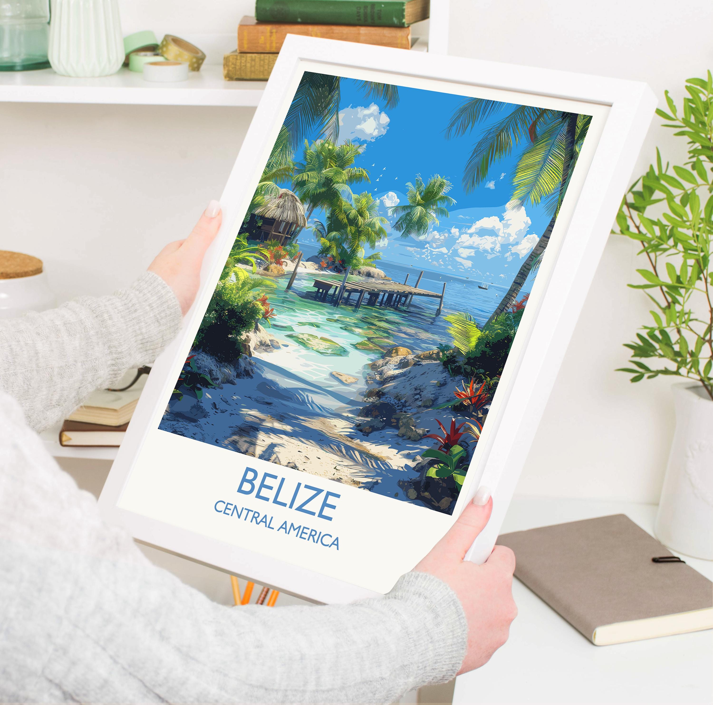 Belize Travel Print, Travel Poster of Belize, Central America Poster, Belize Wall Art Lovers Gift NQ Media Designs