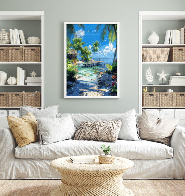 Belize Travel Poster, Travel Print of Belize, Central America Poster, Belize Wall Art Lovers Gift