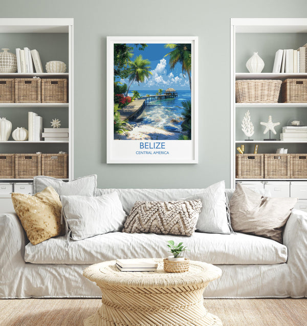 Belize Travel Print, Travel Poster of Belize, Central America Poster, Belize Wall Art Lovers Gift