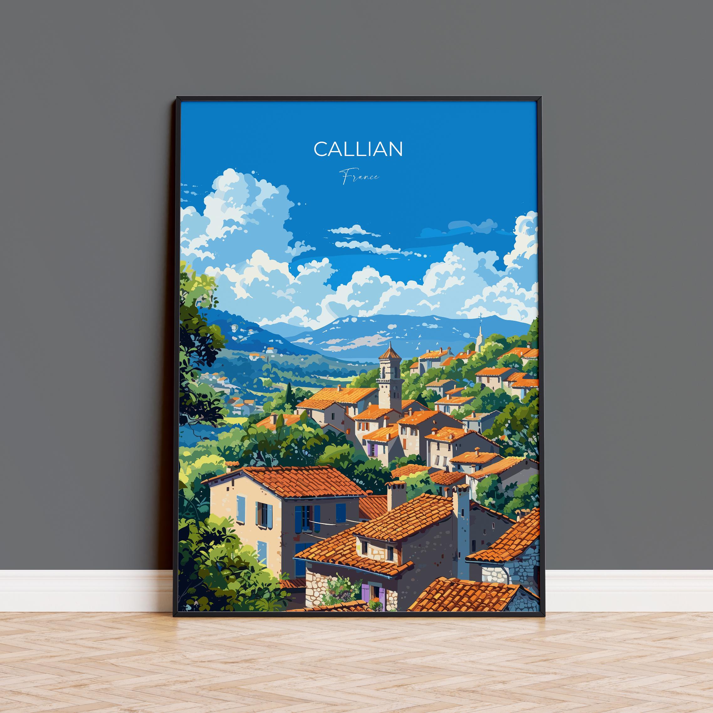 Callian Travel Print Wall Art, Travel Poster of Callian, Cote D'Azur Art Lovers Gift, South of France, French Coast Art Gift NQ Media Designs