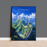 Great Wall of China Travel Poster, Travel Print of Great Wall of China, The Great Wall Art lovers Gift, China Wall Art Gift NQ Media Designs