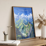 Great Wall of China Travel Poster, Travel Print of Great Wall of China, The Great Wall Art lovers Gift, China Wall Art Gift NQ Media Designs