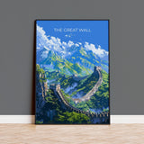 Great Wall of China Travel Poster, Travel Print of Great Wall of China, The Great Wall Art lovers Gift, China Wall Art Gift NQ Media Designs