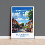 Hounslow Travel Print, Travel Poster of Hounslow, Middlesex Poster, Hounslow Art Gift, London Art Lovers UK Travel Gift NQ Media Designs