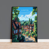 Surbiton Travel Poster, Travel Print of Surbiton, Surrey Poster, Surbiton Art Gift, London Art Lovers UK Travel Gift NQ Media Designs