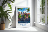 Amsterdam Travel Poster, Travel Print of Amsterdam, Netherlands, Dutch Art Lovers Gift, Wall Art Print NQ Media Designs