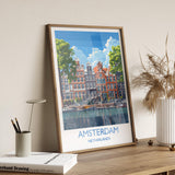 Amsterdam Travel Poster, Travel Print of Amsterdam, Netherlands, Dutch Art Lovers Gift, Wall Art Print NQ Media Designs