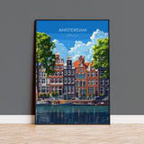 Amsterdam Travel Print, Travel Poster of Amsterdam, Netherlands, Dutch Art Lovers Gift, Wall Art Print NQ Media Designs