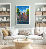 Amsterdam Travel Print, Travel Poster of Amsterdam, Netherlands, Dutch Art Lovers Gift, Wall Art Print NQ Media Designs