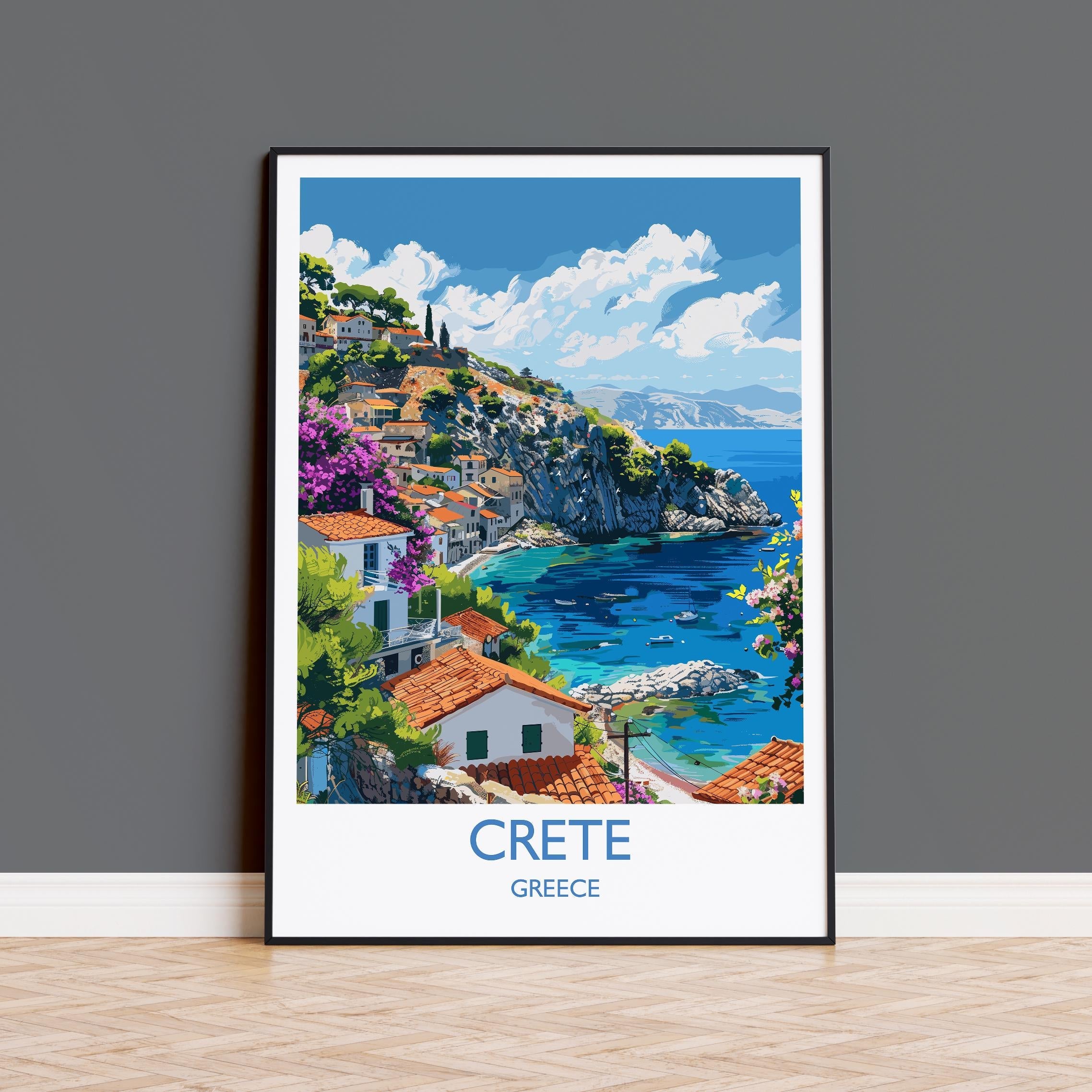 Crete Travel Print, Travel Poster of Crete, Greece Gift, Greek Islands Art Lovers Gift, Crete Gift Art, Wall Art Print NQ Media Designs