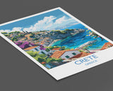 Crete Travel Print, Travel Poster of Crete, Greece Gift, Greek Islands Art Lovers Gift, Crete Gift Art, Wall Art Print NQ Media Designs