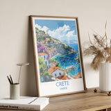 Crete Travel Print, Travel Poster of Crete, Greece Gift, Greek Islands Art Lovers Gift, Crete Gift Art, Wall Art Print NQ Media Designs