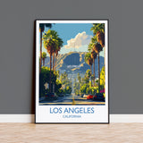Los Angeles Travel Print, Travel Poster of Los Angeles, California, Los Angeles Art Lovers Gift, USA Gift, Wall Art Print NQ Media Designs