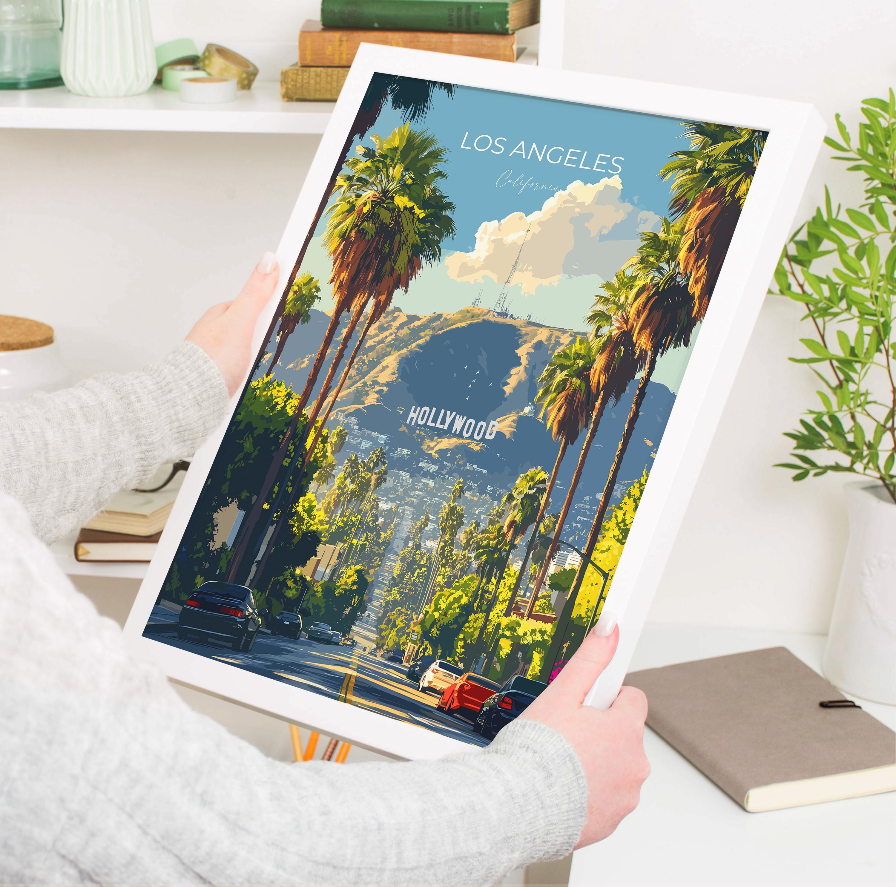Los Angeles Travel Poster, Travel Print of Los Angeles, California, Los Angeles Art Lovers Gift, USA Gift, Wall Art Print NQ Media Designs