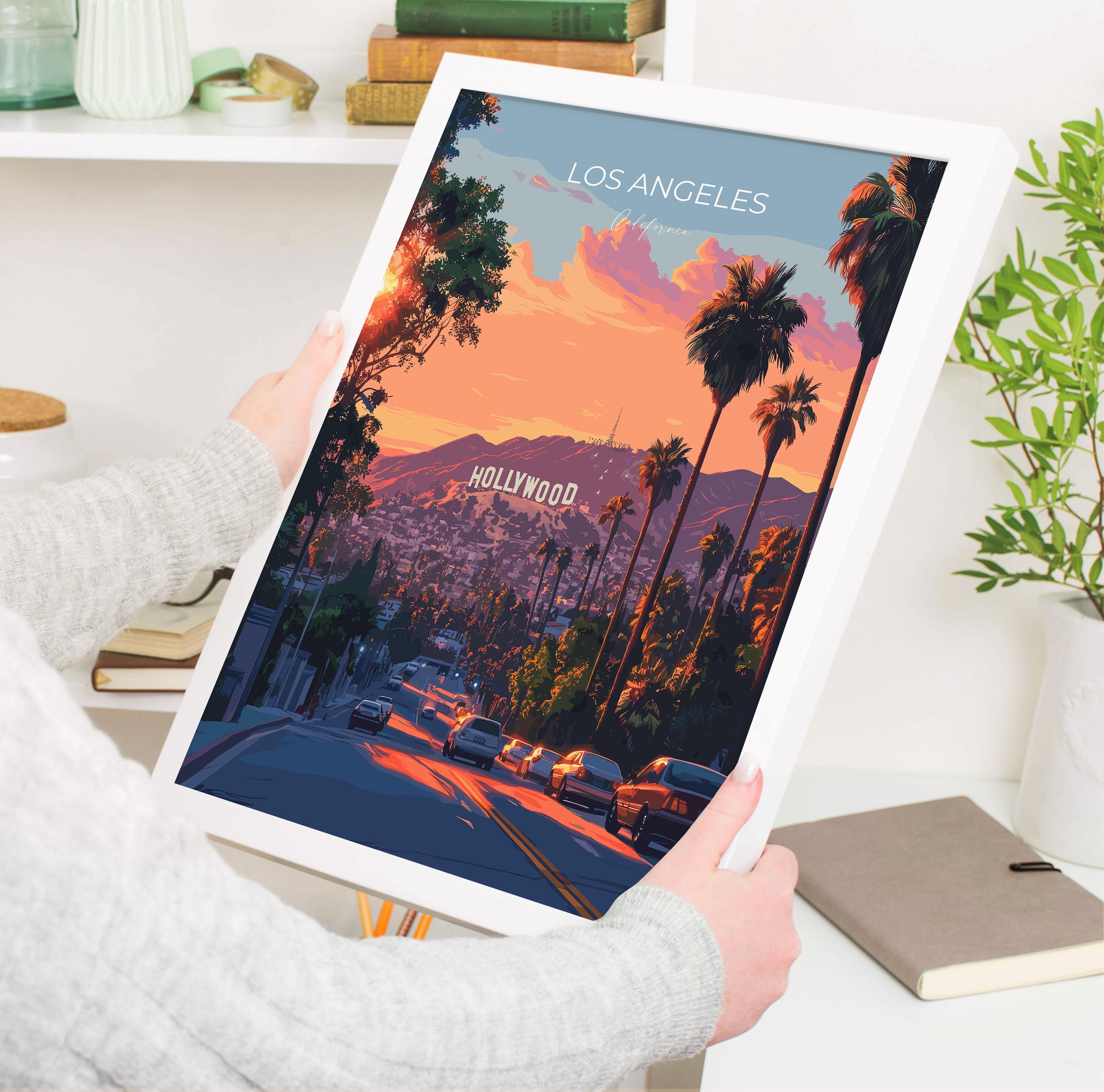 Los Angeles Travel Poster, Travel Print of Los Angeles, California, Los Angeles Art Lovers Gift, USA Gift, Wall Art Print NQ Media Designs