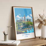 Ottawa Travel Print, Travel Poster of Ottawa , Canada Ontario Gift, Ottawa Art Lovers Gift, Canada Gift Art, Wall Art Print NQ Media Designs