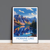 Moraine Lake Travel Print, Travel Poster of Lake Moraine, Canada Alberta Gift, Vancouver Art Lovers Gift, Canada Gift Art, Wall Art Print NQ Media Designs