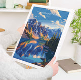 Moraine Lake Travel Poster, Travel Print of Lake Moraine, Canada Alberta Gift, Vancouver Art Lovers Gift, Canada Gift Art, Wall Art Print NQ Media Designs
