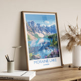Moraine Lake Travel Print, Travel Poster of Lake Moraine, Canada Alberta Gift, Vancouver Art Lovers Gift, Canada Gift Art, Wall Art Print NQ Media Designs
