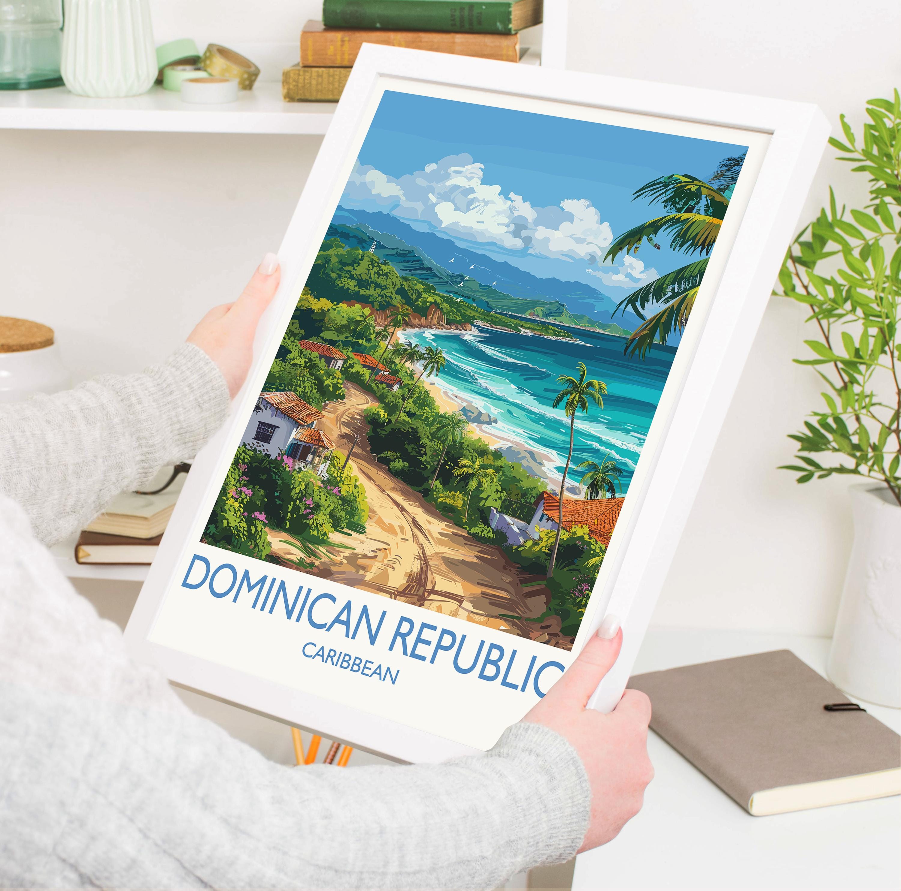 Dominican Republic Travel Print, Travel Poster of Dominican Republic, Dominican Republic Art Lovers Gift, Caribbean Gift, Wall Art Print NQ Media Designs