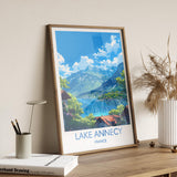 Lake Annecy Travel Poster Wall Art, Travel Print of Lake Annecy, Lake Annecy Art Lovers Gift, France, French Lakes Art Gift NQ Media Designs