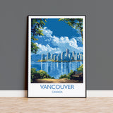 Vancouver Travel Print, Travel Poster of Vancouver, Canada British Columbia Gift, Vancouver Art Lovers Gift, Canada Gift Art, Wall Art Print NQ Media Designs