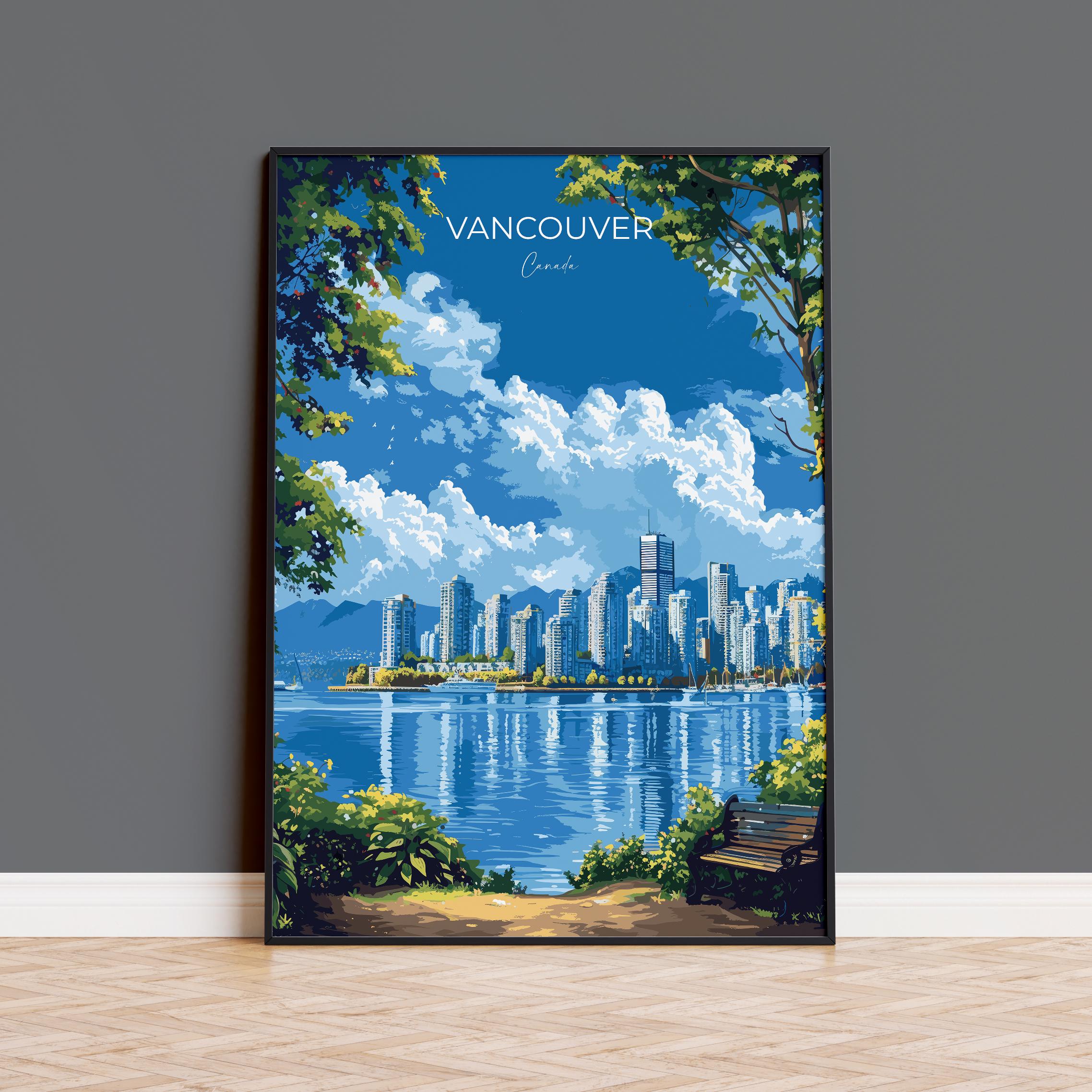 Vancouver Travel Poster, Travel Print of Vancouver, Canada British Columbia Gift, Vancouver Art Lovers Gift, Canada Gift Art, Wall Art Print NQ Media Designs