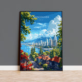 Vancouver Travel Poster, Travel Print of Vancouver, Canada British Columbia Gift, Vancouver Art Lovers Gift, Canada Gift Art, Wall Art Print NQ Media Designs