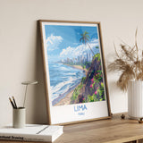 Lima Travel Print, Travel Poster of Lima, Peru Poster, Lima Wall Art Lovers Gift, Peru Art NQ Media Designs