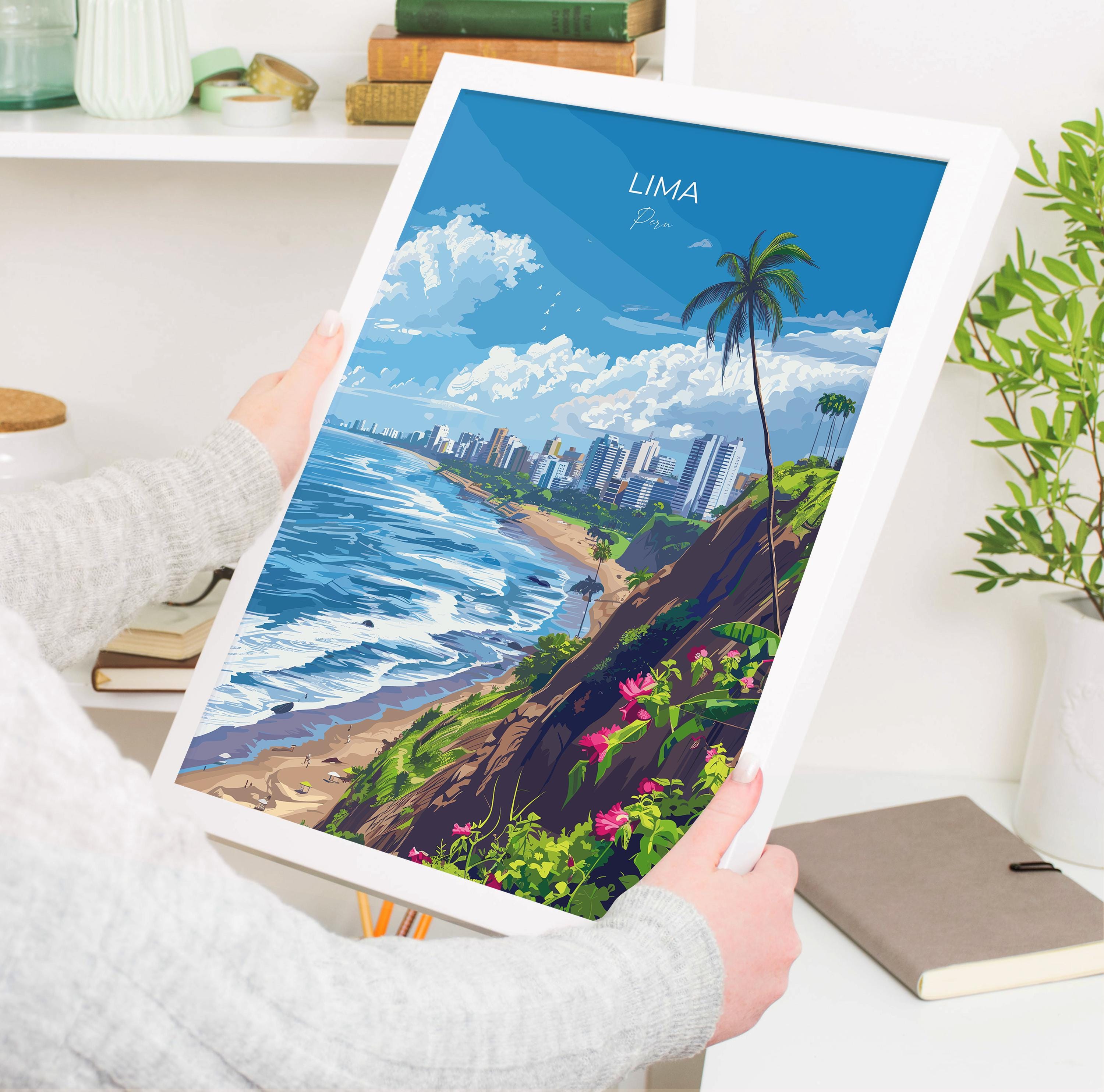 Lima Travel Poster, Travel Print of Lima, Peru Poster, Lima Wall Art Lovers Gift, Peru Wall Art Gift NQ Media Designs