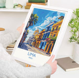 Lima Travel Print, Travel Poster of Lima, Peru Poster, Lima Wall Art Lovers Gift, Peru Wall Art Gift NQ Media Designs