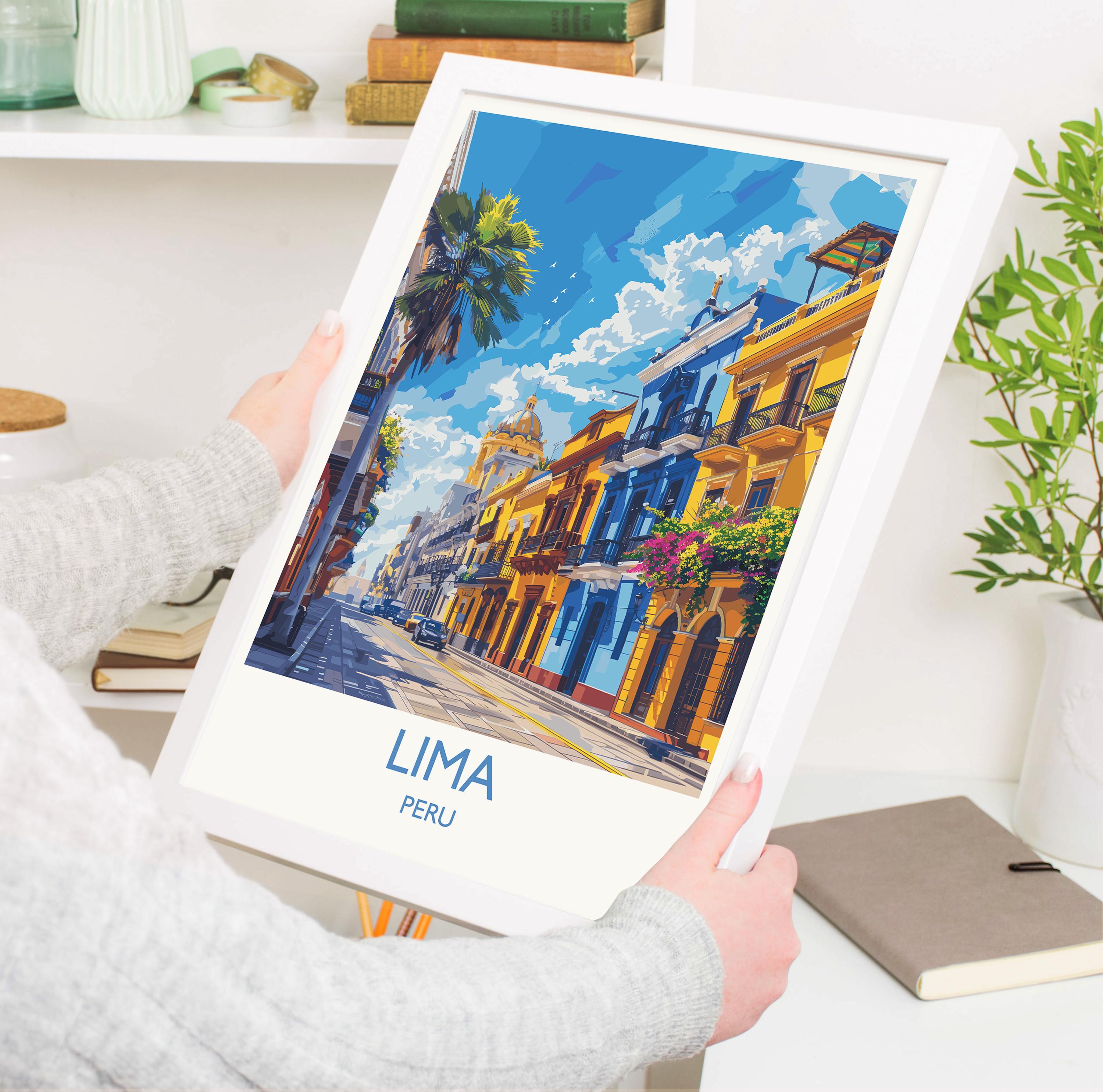 Lima Travel Print, Travel Poster of Lima, Peru Poster, Lima Wall Art Lovers Gift, Peru Wall Art Gift NQ Media Designs