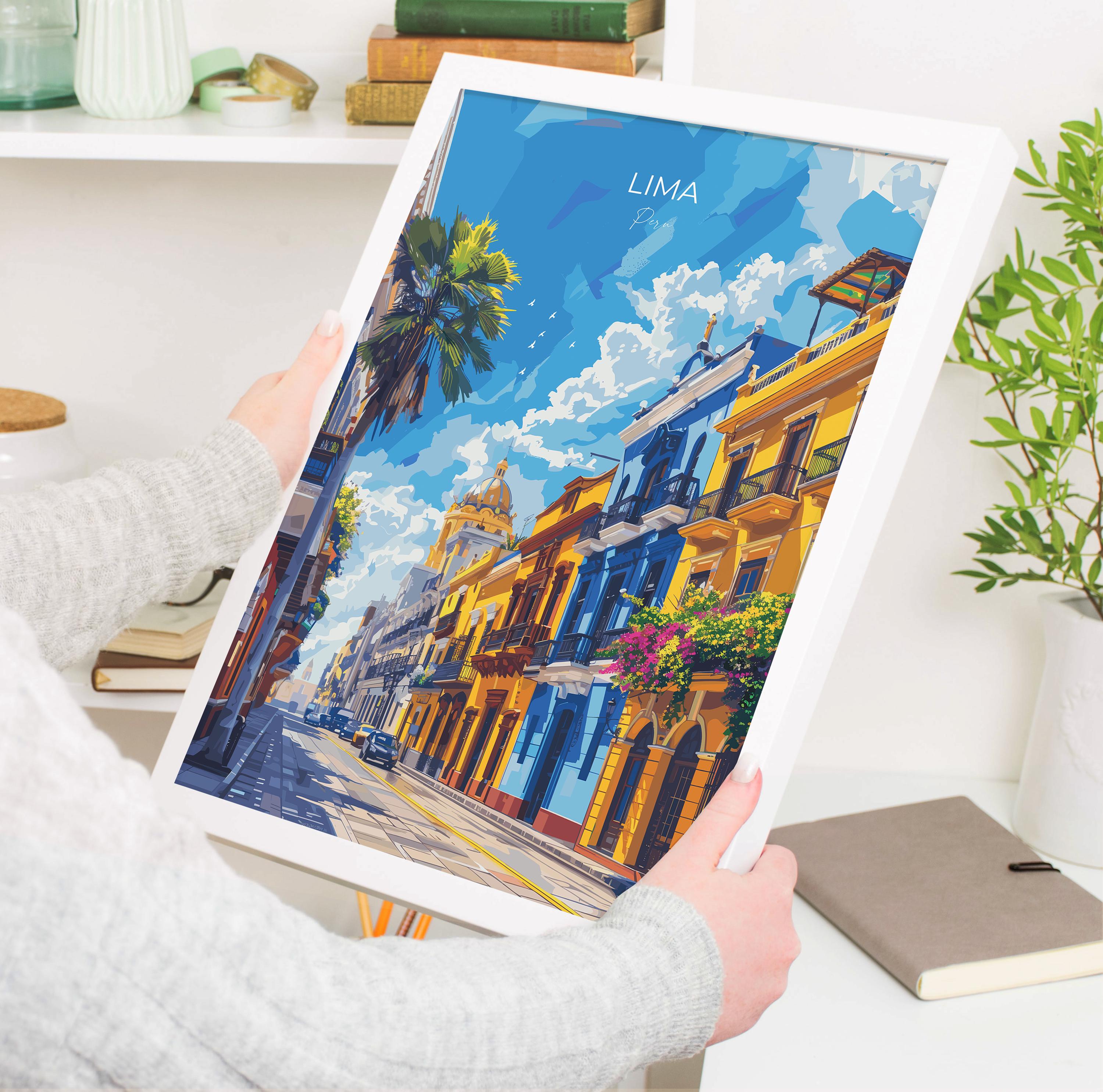 Lima Travel Poster, Travel Print of Lima, Peru Poster, Lima Wall Art Lovers Gift, Peru Wall Art Gift NQ Media Designs